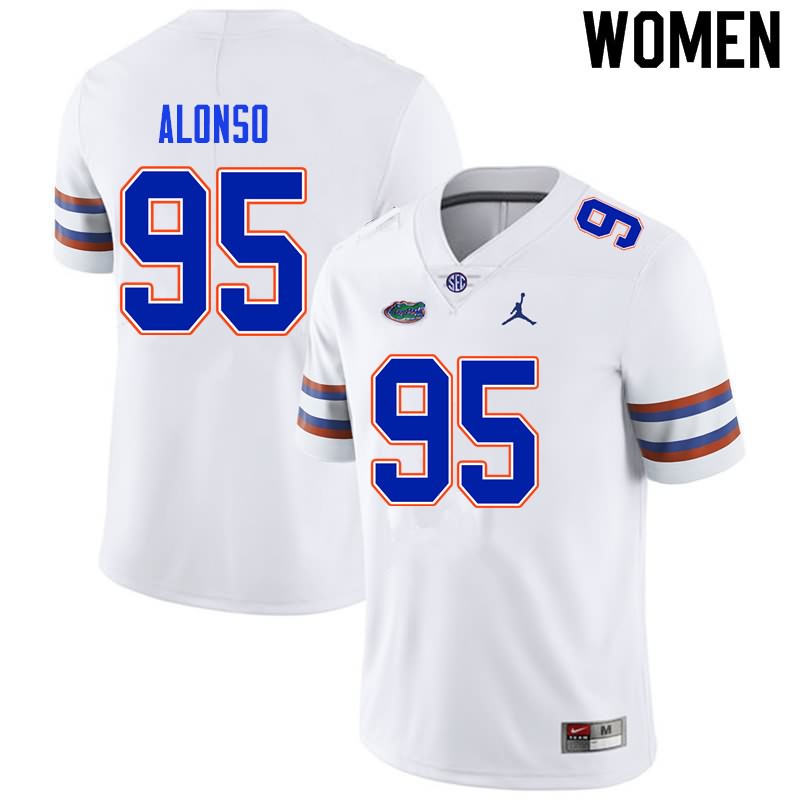 Women's NCAA Florida Gators Lucas Alonso #95 Stitched Authentic Nike White College Football Jersey HLF8565ZG